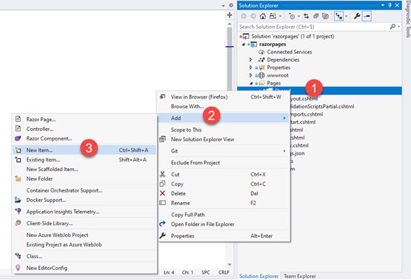 Visual Studio - Add New Item in de Shared map